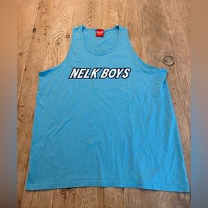 Nelk Boys Blue w/ White Graphic Cotton Tank Top Mens Size Large L